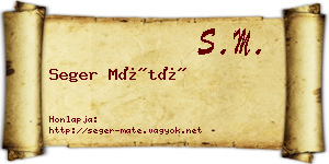 Seger Máté névjegykártya