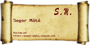 Seger Máté névjegykártya