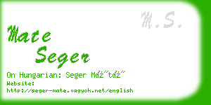 mate seger business card